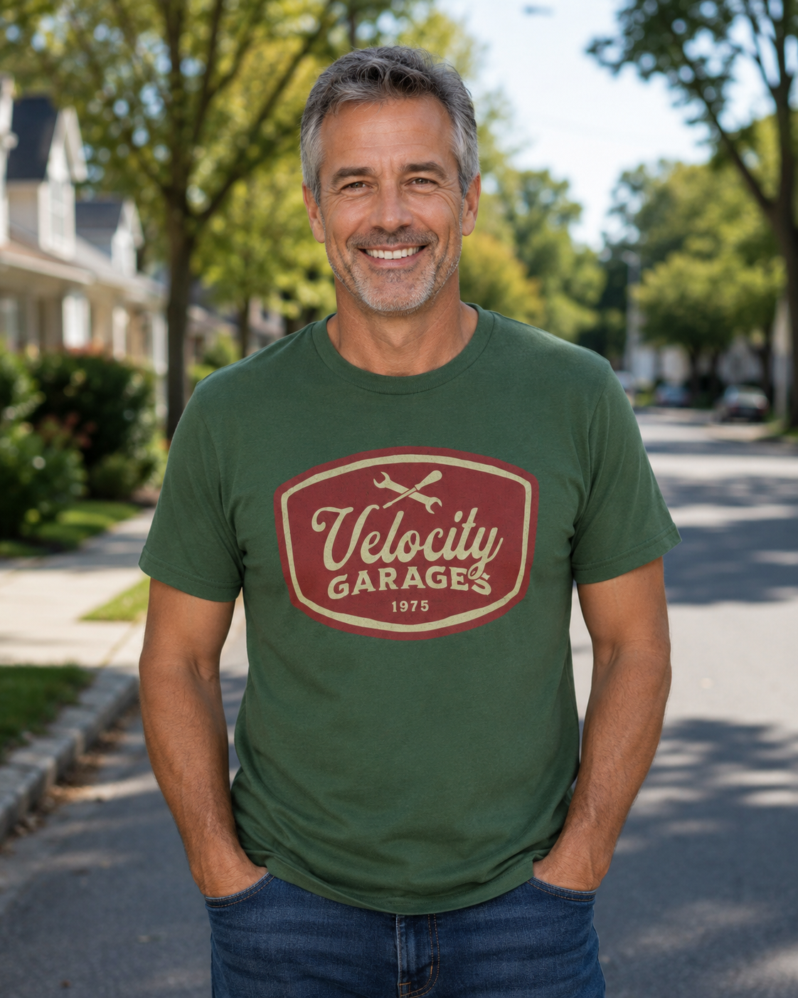 VELOCITY GARAGES classic t-shirt (+ FREE KOOZIE)