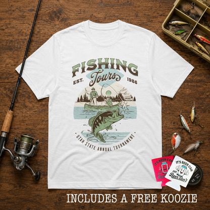 FISHING TOURS t-shirt (+ FREE KOOZIE)
