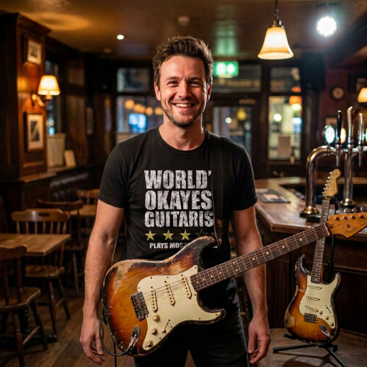 World's Okayest Guitarist T-Shirt | Guitar Gift