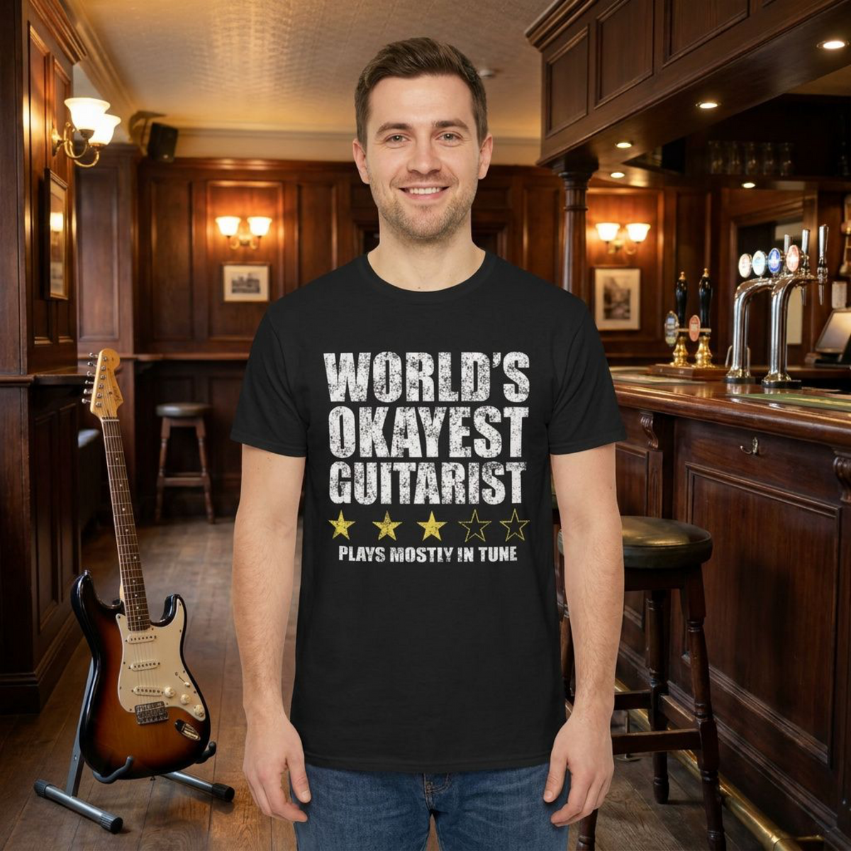 World's Okayest Guitarist T-Shirt | Guitar Gift