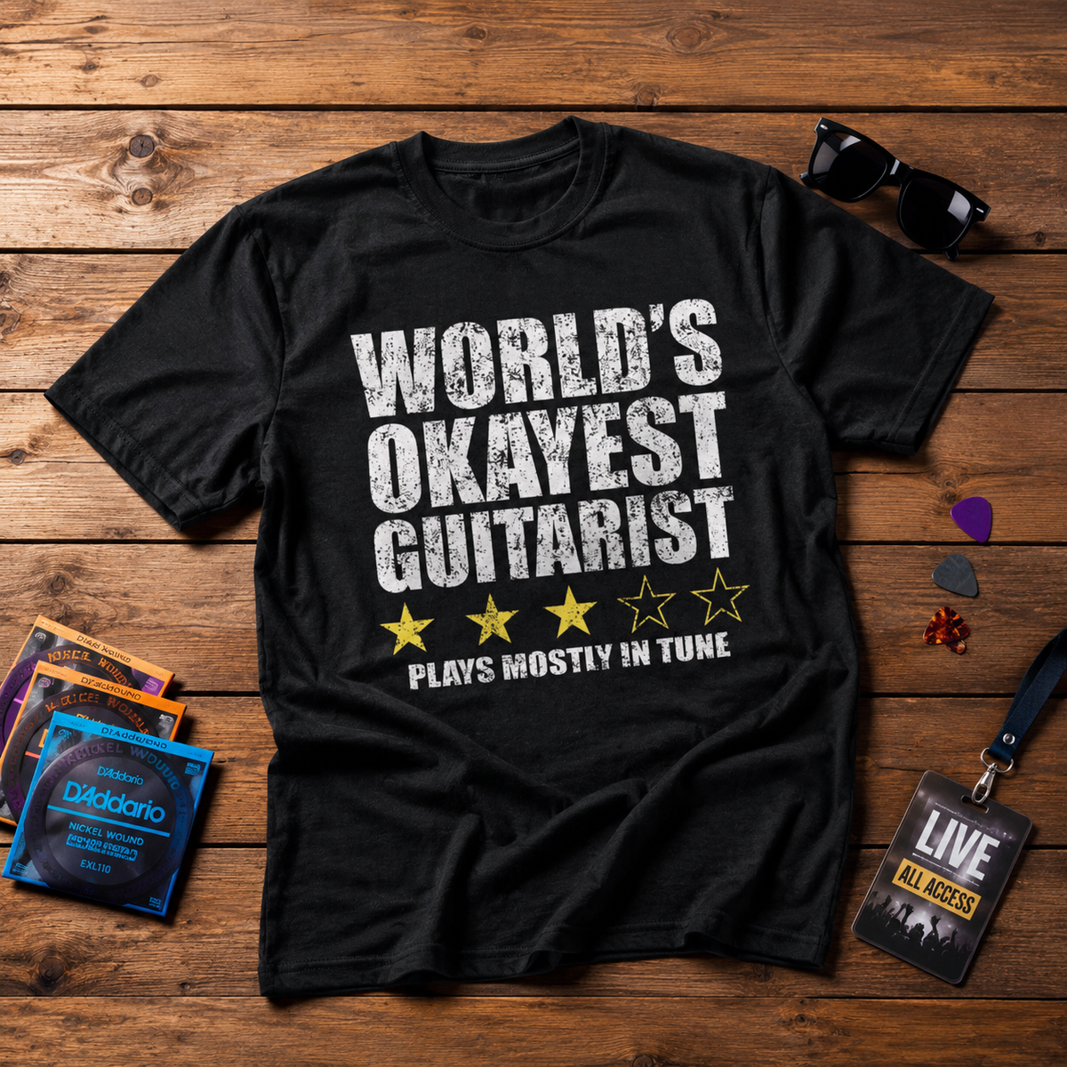 World's Okayest Guitarist T-Shirt | Guitar Gift